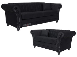 Fitzrovia 3+2 Black Velvet Fabric Sofa Set