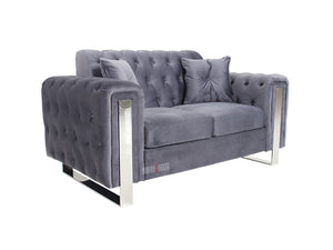 Kingsbury 2 Seater Grey Velvet Fabric Sofa