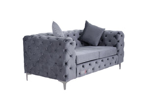 Kennington 2 Seater Grey Velvet Fabric Sofa - Ex Display - Slight Damage
