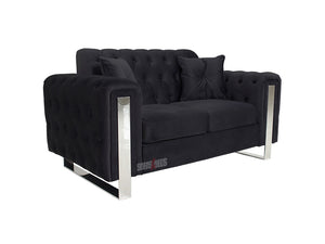 Kingsbury 2 Seater Black Velvet Fabric Sofa