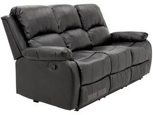 Crofton 3 Seater Black Leather Recliner Sofa