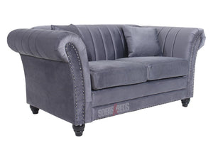 Fitzrovia 2 Seater Grey Velvet Fabric Sofa