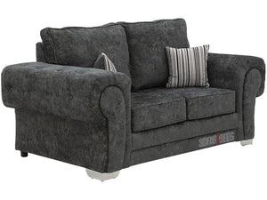 Kensal 2 Seater Dark Grey Textured Fabric Sofa - Lined Cushions