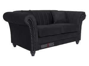 Fitzrovia 2 Seater Black Velvet Fabric Sofa