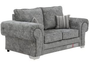 Kensal 2 Seater Grey Textured Fabric Sofa - Lined Cushions