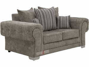 Chingford 2 Seater Truffle Textured Chenille Fabric Sofa - Lined Cushions