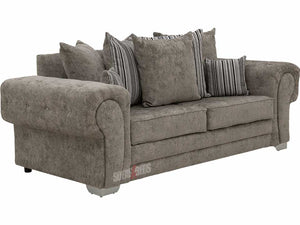 Chingford Truffle Textured Fabric 3 Seater Sofa - Lined Cushions