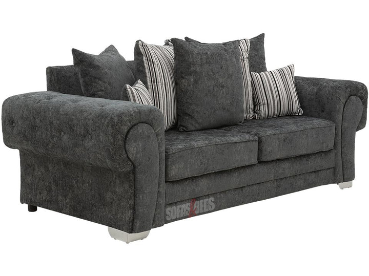 Side View of 3 Seater Dark Grey Textured Chenille Fabric Sofa - Sofa Chingford | Sofas & Beds Ltd.