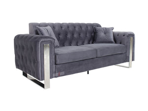 Kingsbury 3 Seater Grey Velvet Fabric Sofa
