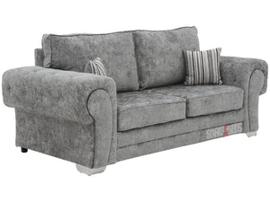 Kensal 3 Seater Grey Textured Fabric Sofa - Lined Cushions