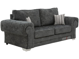 Kensal 3 Seater Dark Grey Textured Fabric Sofa - Lined Cushions