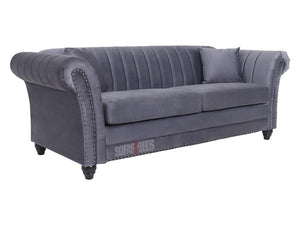 Fitzrovia 3 Seater Grey Velvet Fabric Sofa