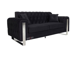 Kingsbury 3 Seater Black Velvet Fabric Sofa
