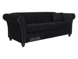Fitzrovia 3 Seater Black Velvet Fabric Sofa
