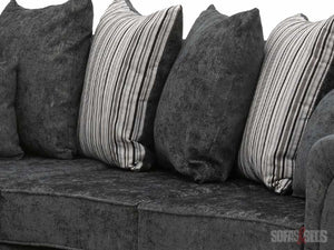 Dark Grey Textured Chenille Fabric Corner Sofa with Standard Pillows - Chingford Sofa | Sofas & Beds Ltd.