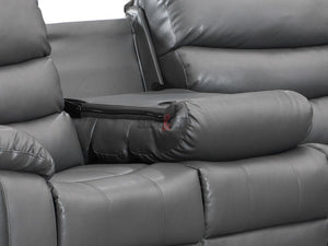 Corner Sofa - Grey Leather Recliner Sofa - Raisin Leg Rests | Reclining System | Sofas & Beds Limited
