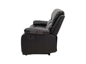 Side View of 3 Seater Black Leather Recliner Sofa - Sofa Crofton | Sofas & Beds Ltd.