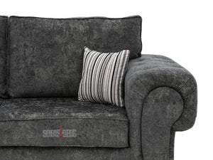 Side View of 2 Seater Dark Grey Textured Fabric Sofa - Kensal Sofa | Sofas & Beds Ltd.