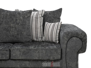 3+2 Seater Dark Grey Textured Fabric Sofa with Pillows | Sofas & Beds Ltd.