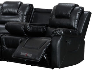 Vancouver Black Leather Recliner Corner Sofa