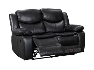 Highgate 2 Seater Black Leather Recliner Sofa