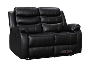 3+2 Black Air Leather Recliner Sofa | Reclining System - Sofas & Beds Limted