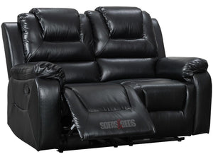 Vancouver 3+2 Black Leather Recliner Sofa Set