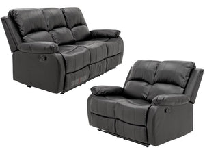 Crofton 3+2 Black Leather Recliner Sofa