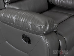 Vancouver 3 Seater Grey Leather Recliner Sofa