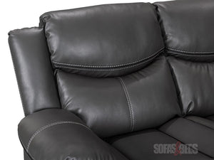 Reclined 2 Seater Grey Leather Recliner Sofa - Sofa Highgate | Sofas & Beds Ltd.