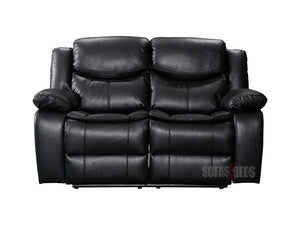 Reclined 2 Seater Black Leather Recliner Sofa - Sofa Highgate | Sofas & Beds Ltd.