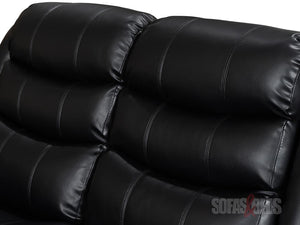2 seater recliner sofa - Black Leather | Adjustable Leg Rests With Manual Reclining System - Sofa & Beds Limited