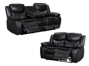 Highgate 3+2 Black Leather Recliner Sofa