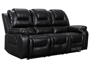 Vancouver 3+2 Black Leather Recliner Sofa Set