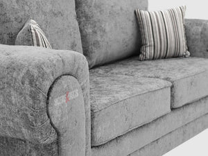 Kensal 3+2 Grey Textured Fabric Sofa - Lined Cushions