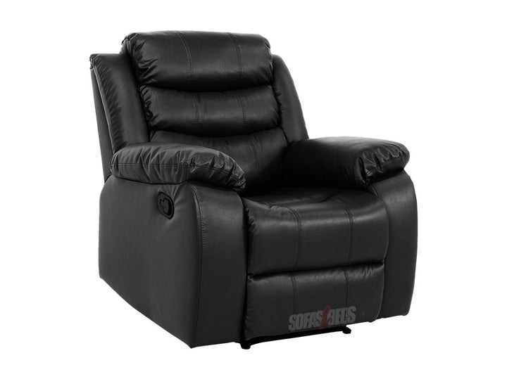 Black Leather Recliner Arm Chair | Foam-filled cushion pads and Pocket sprung seat cushion - Sofas & Beds Limited