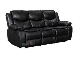 Reclined 3+2 Seater Black Leather Recliner Sofa - Sofa Highgate | Sofas & Beds Ltd.
