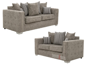 Kensington 3+2 Truffle Textured Fabric Sofa - Lined Cushions