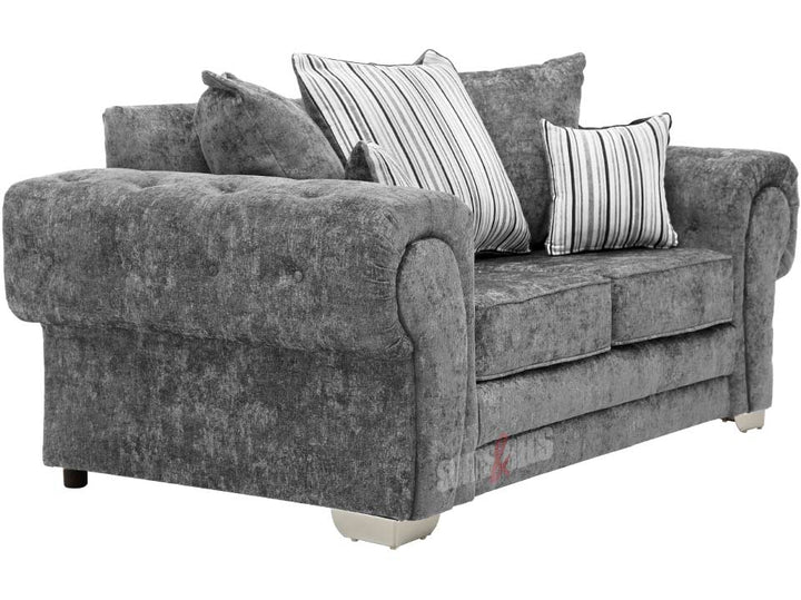 Side View of 2 Seater Grey Textured Fabric Sofa - Chingford Sofa | Sofas & Beds Ltd.