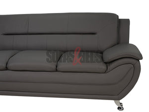 2 seater Grey Leather Sofa - Sofas & Beds Limited