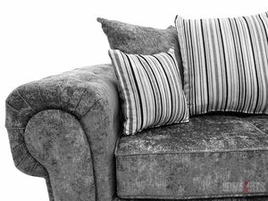 Side View of 3 Seater Grey Textured Fabric Sofa - Chingford Sofa | Sofas & Beds Ltd.
