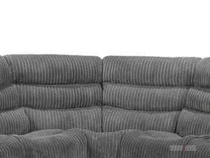 Reclined Black Corded Fabric & Aire Leather Recliner Corner Sofa - Sorrento Sofa | Sofas & Beds Ltd.