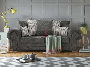 Side View of 3 Seater Dark Grey Textured Chenille Fabric Sofa - Sofa Chingford | Sofas & Beds Ltd.