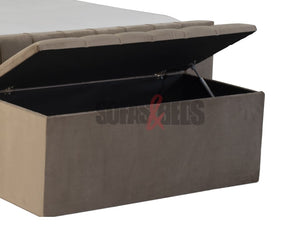 Velvet Upholstered Bed in beige- Sofas & Beds Limited