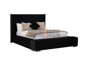 Angel 4'6 Black Velvet Upholstered Bed