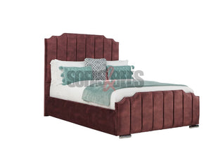 STONEBRIDGE 4'6 Velvet Upholstered Bed- Burgundy