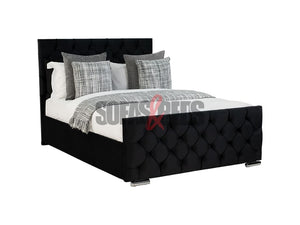 ACTON Black Velvet Upholstered Bed