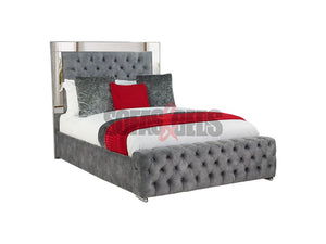 Ferndale 4'6 Velvet Upholstered Bed -Grey