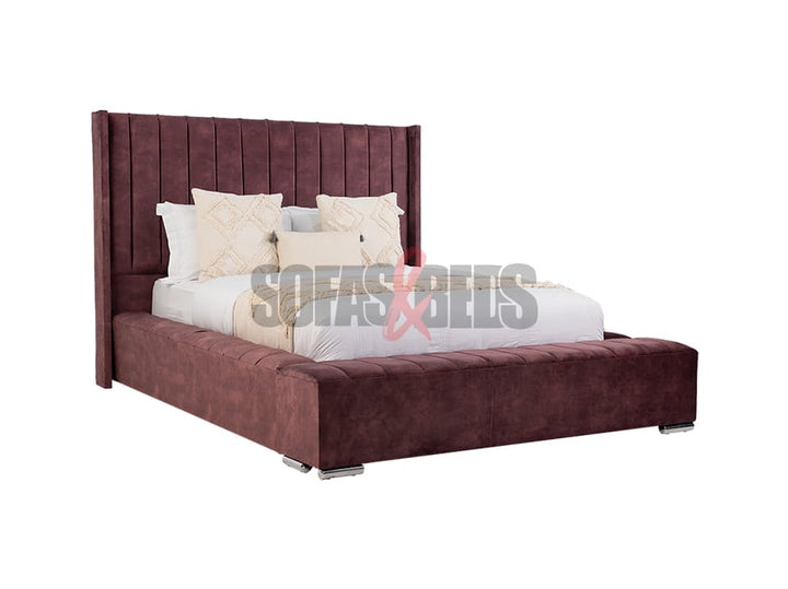Velvet Upholstered Divan Bed in Burgundy | Sofas & Beds Limited