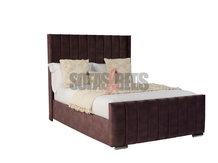  Velvet Upholstered Bed in burgundy - Sofas & Beds Limited